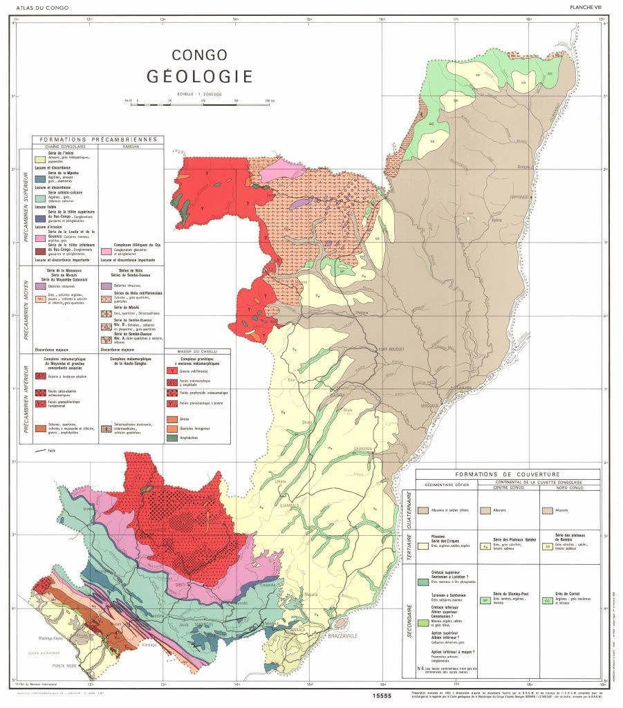 Carte géologique de la République du Congo — Atlas du Congo Planche VII