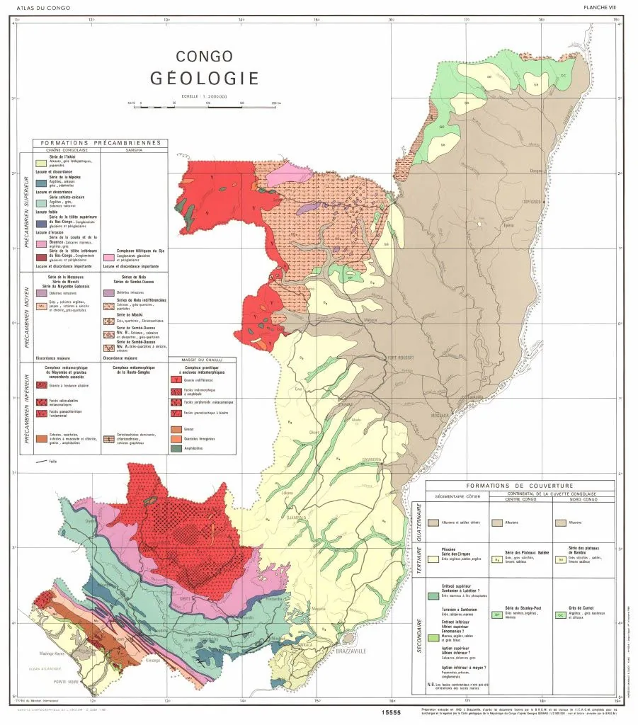 Carte géologique de la République du Congo — Atlas du Congo Planche VII