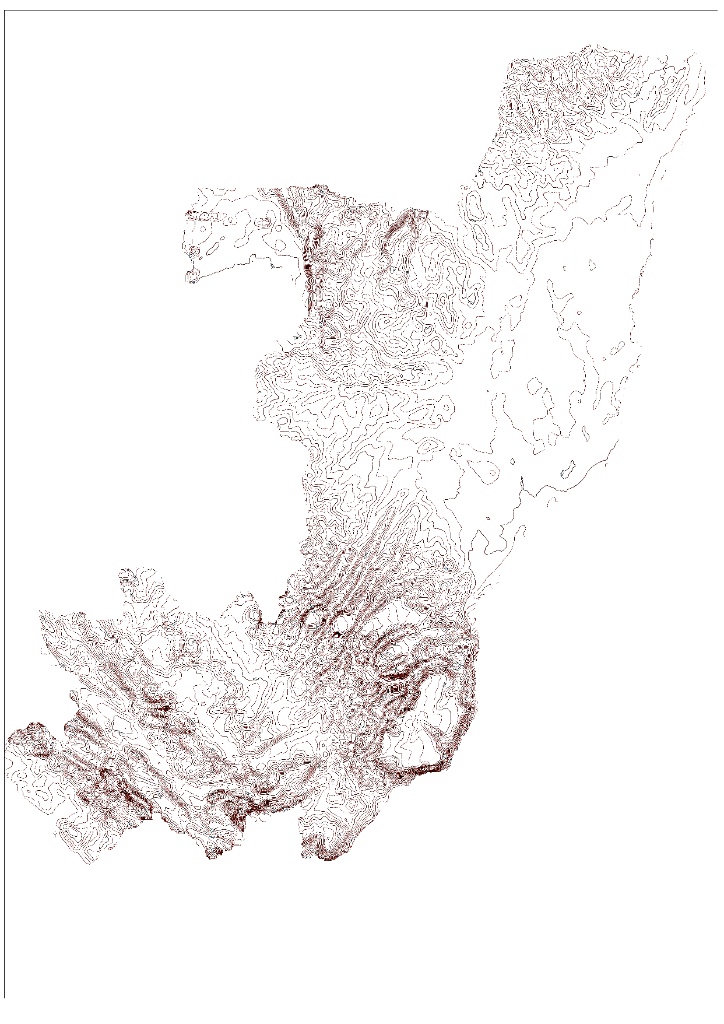 Carte topographique de la République du Congo — courbes de niveau