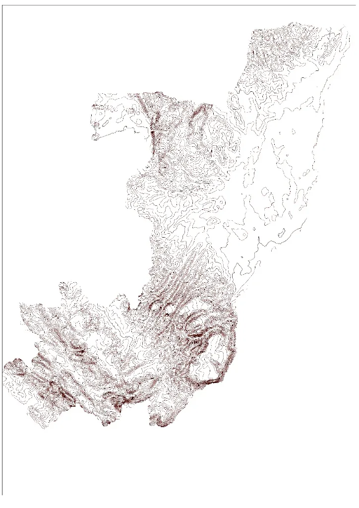 Carte topographique de la République du Congo — courbes de niveau